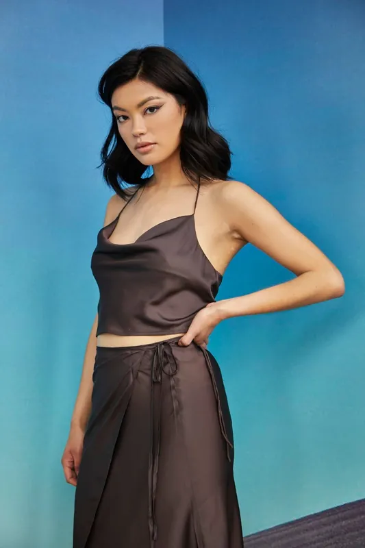 Cowl Halterneck Open Back Top - Shnoo