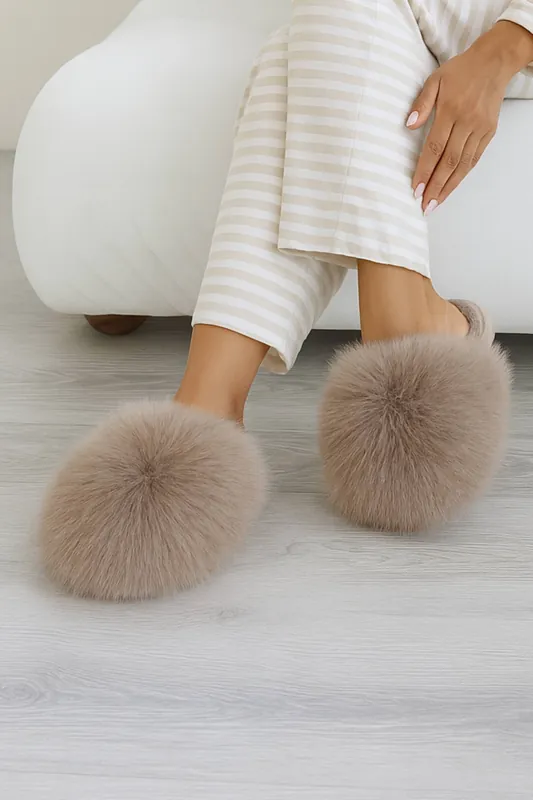 Slip On Mule Fluffy Indoor Slippers - AJVANI