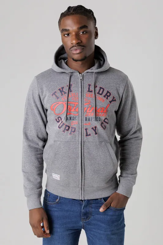 Cotton Blend Zip-Through Hoody