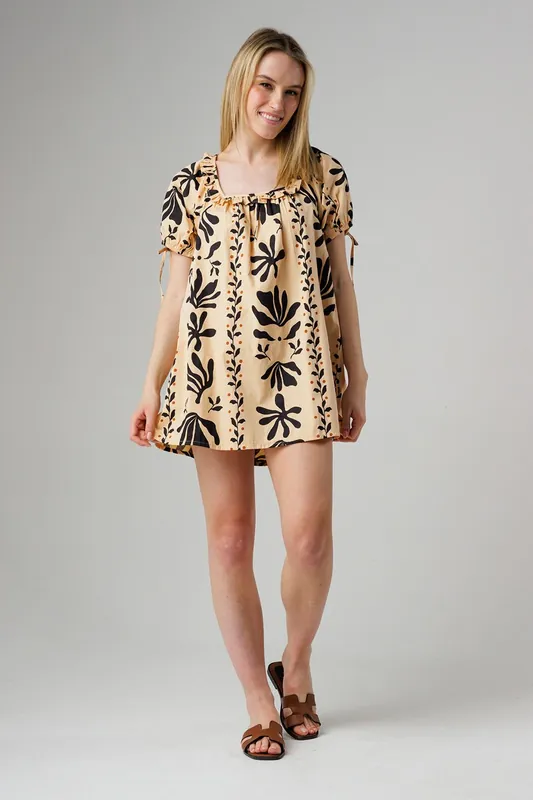 Cotton Floral Puff Sleeve Smock Mini Dress - Wednesday's Girl