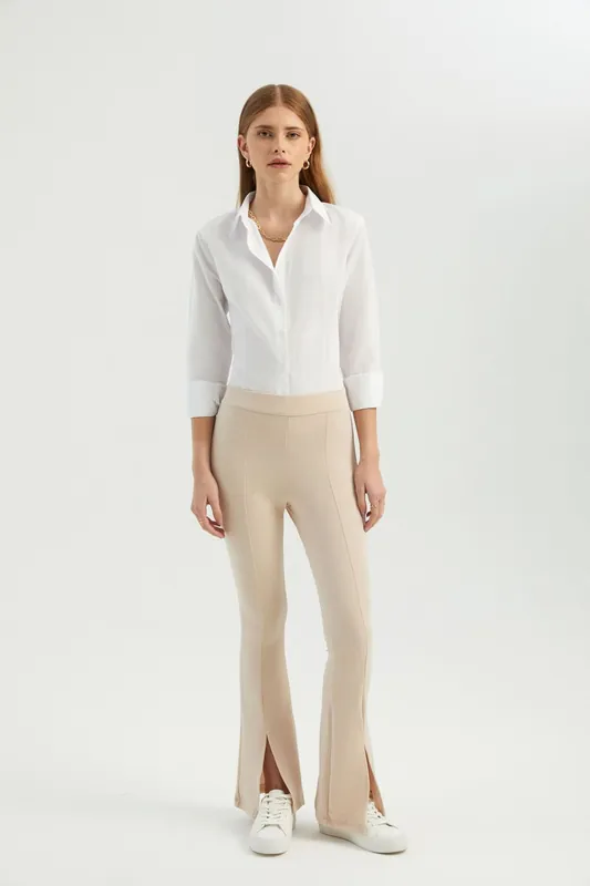 High Waist Flare Trousers with a Side slits - Hiccup