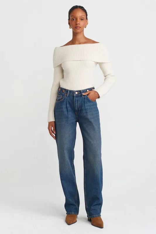High Waist Wide Leg Denim Jeans - Dilvin