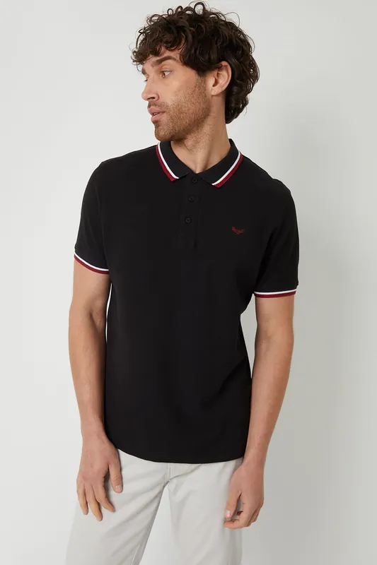 Dorry' Herringbone Tipping Cotton Pique Polo Shirt - Threadbare