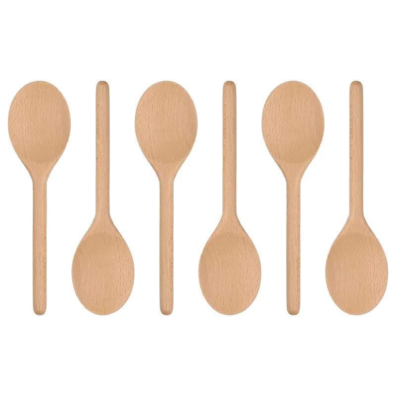 Wooden Cooking Spoons - 20cm - Pack of 6