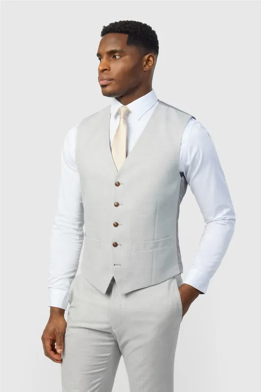 Single Breasted Five Button V-neck Slim Fit Suit Waistcoat