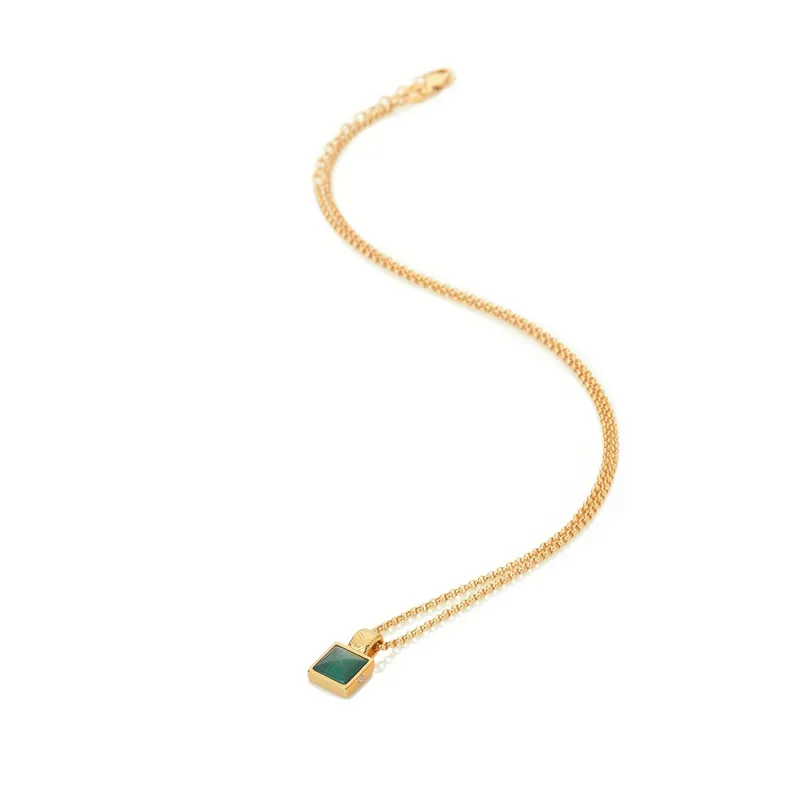 HD X Golden Edit Revive Malachite Square Pendant - Hot Diamonds