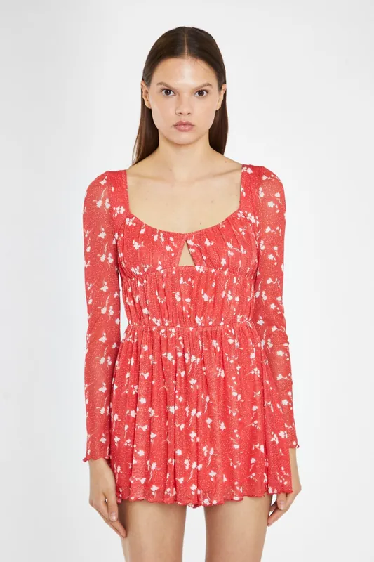 Ruched Long-Sleeve Playsuit