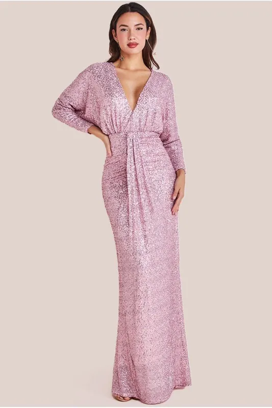 Plunge V-Neck Sequin Maxi