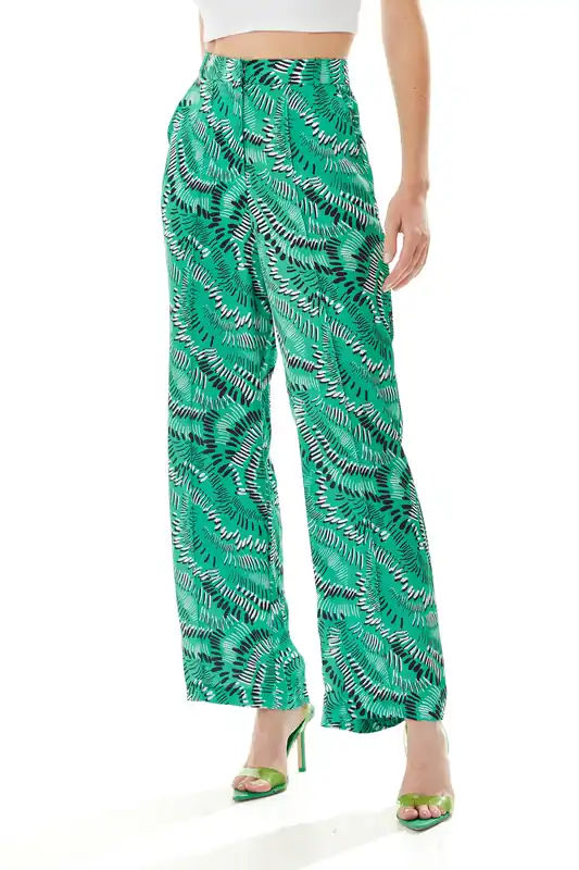 Abstract Print Trousers in Green - Liquorish