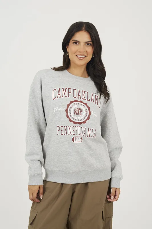 Crew Neck Graphic Print Sweatshirt - Brave Soul