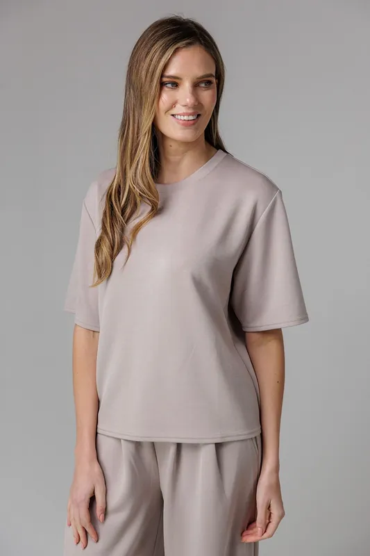 Luxe Short Sleeve Crew Neck Pinched Top - French Connection