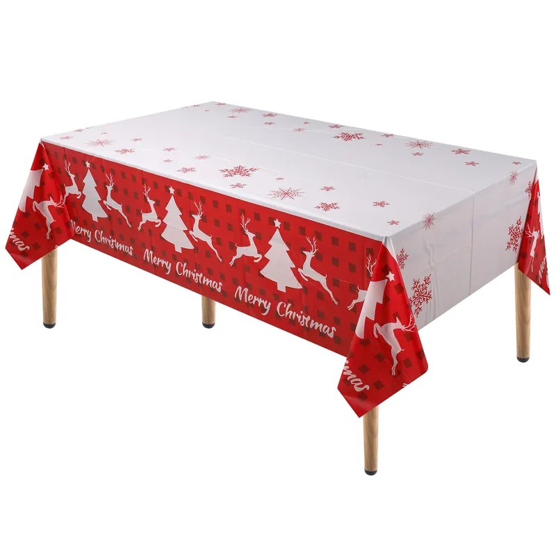 Neel Blue 137cm x 274cm Red and White PVC Christmas Table Cover