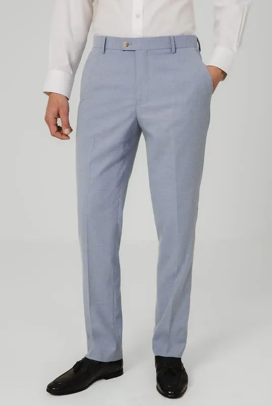 Light Blue Hopsack Suit Trousers - Dobell