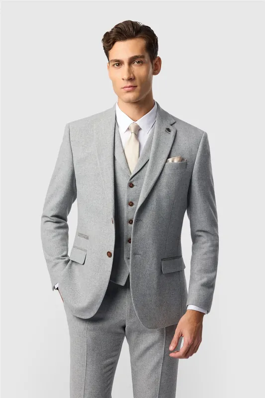 Single Breasted Two Button Slim Fit Suit Jacket - Antique Rogue