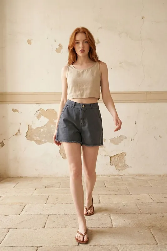 High Waist Wide Leg Denim Shorts - MyFashion