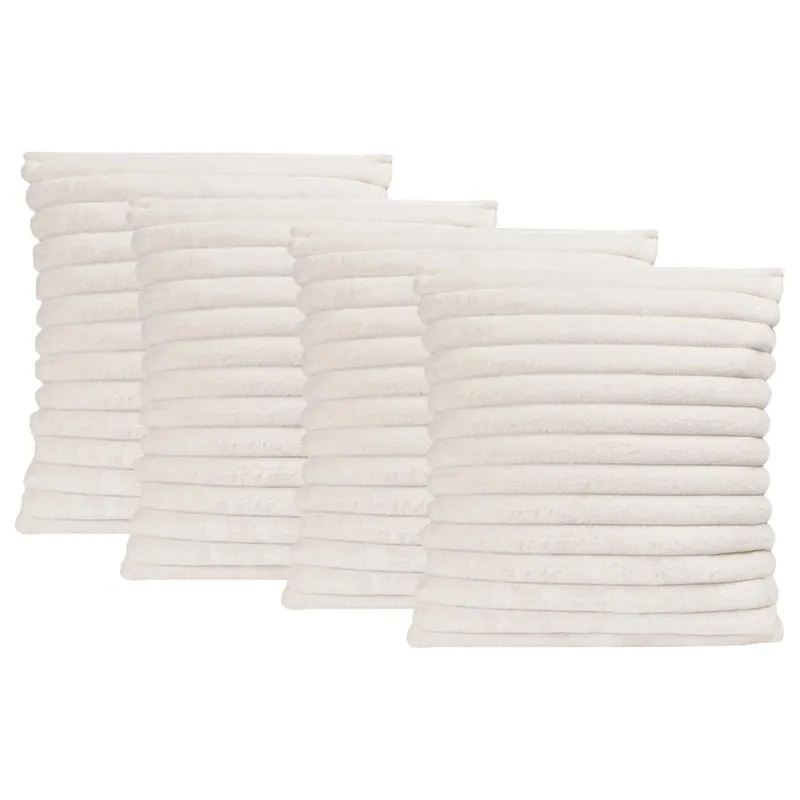 4 x Faux Fur Thick Rib Cushion Covers - OHS