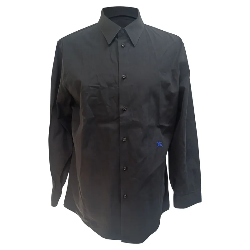 Preloved EKD-Embroidered Shirt in Black Cotton