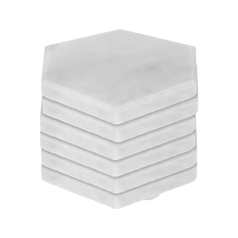 6x Black Marble Coasters - 10cm - Reusable Hexagonal Drinks Coasters