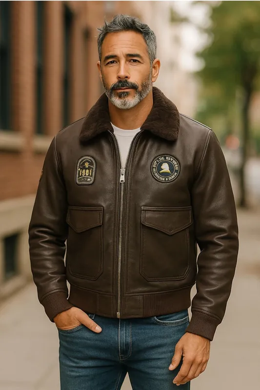 Leather Bomber Sheepskin Collar G-1 Aviator Jacket - Ararat