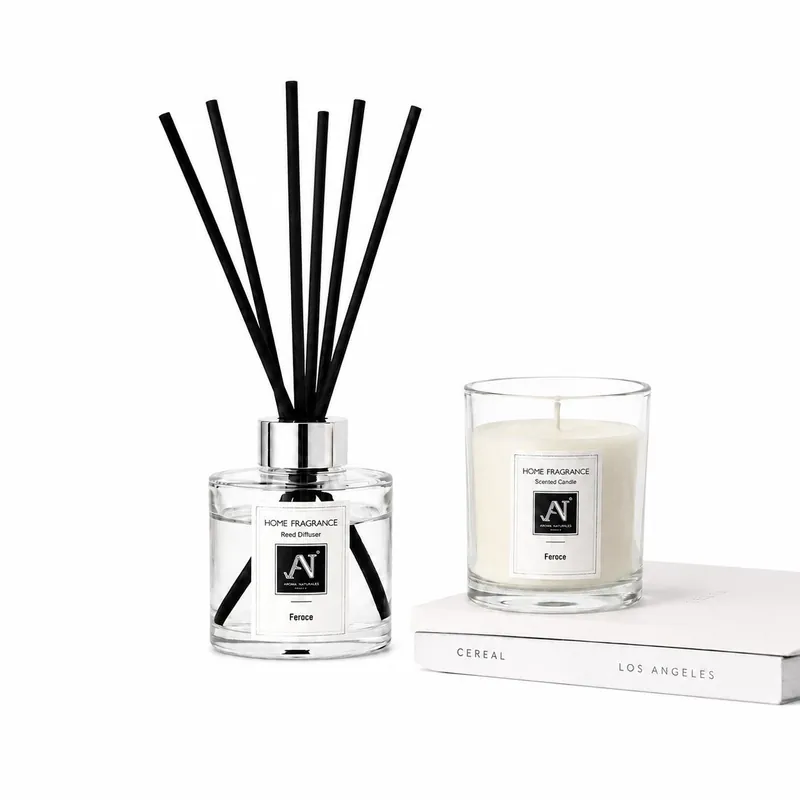 Minimalist Luxe Candle & Reed Diffuser Gift Set Feroce Scent - Aroma Naturals