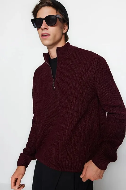 Men’s Regular Fit Half Zip Funnel Neck Sweater - WOVCOR