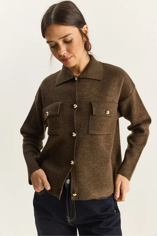 Polo Collar Cardigan - Bianco Lucci