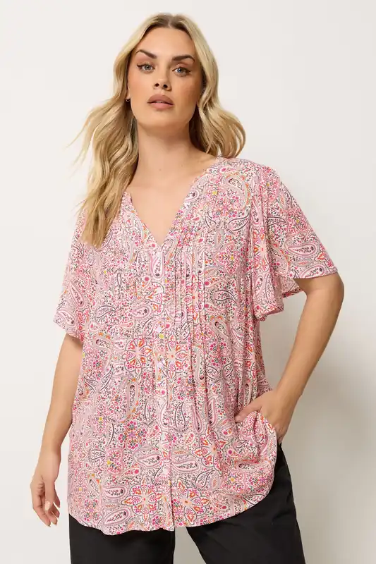 Paisley Print Pintuck Blouse - Yours
