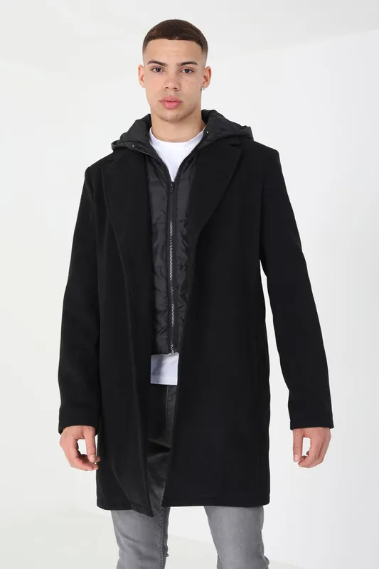 Single Breasted Double Layer Hooded Overcoat - Brave Soul