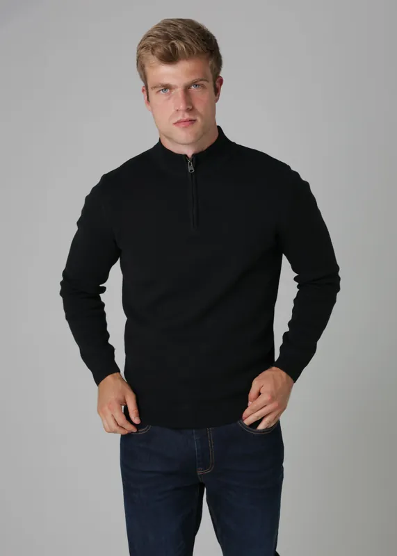 Cotton Blend Half Milano Zip Neck Jumper - Tokyo Laundry