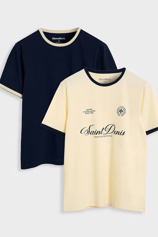2-Pack Cotton Graphic Print Ringer T-Shirts
