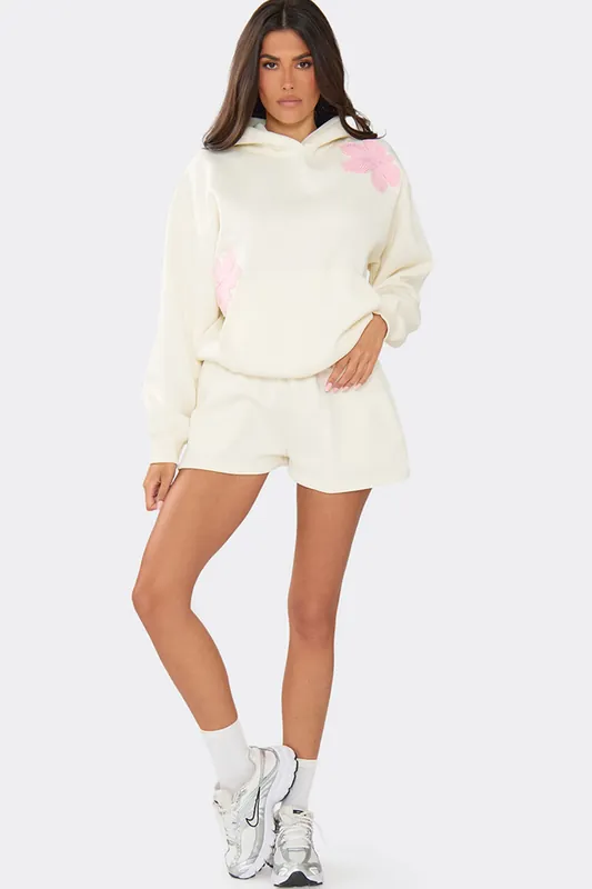 Embroidered Floral Sweat Shorts - EGO