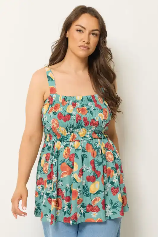 Fruit Print Peplum Vest Top - Yours
