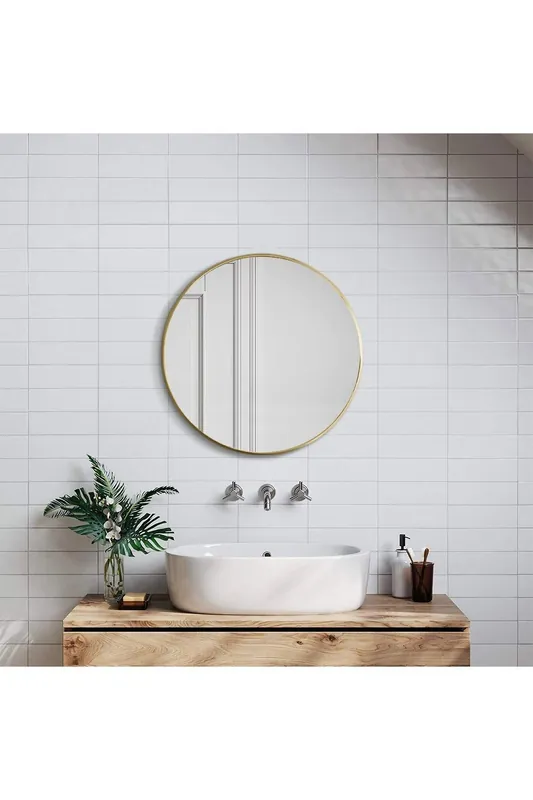 40cm Nordic Round Framed Wall Hanging Mirror - H&O Direct