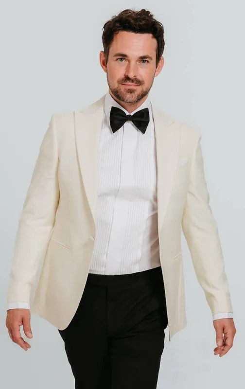 White Slim Fit Peak Lapel Tuxedo Jacket - Dobell