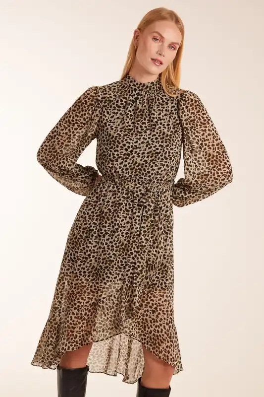 High Neck Wrap Midi Dress - Blue Vanilla