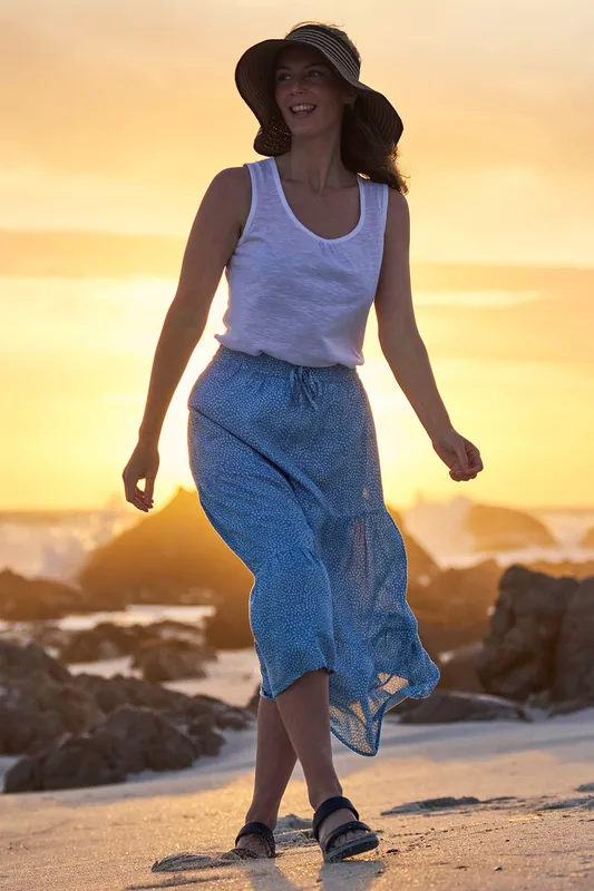 Palermo' Stylish Comfy Summer Tiered Midi Skirt - Mountain Warehouse