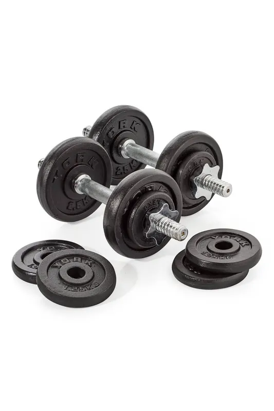 20kg Cast Iron Dumbbell Spinlock Set - York