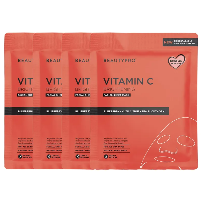 Vitamin C Brightening Sheet Mask - Pack Of 4