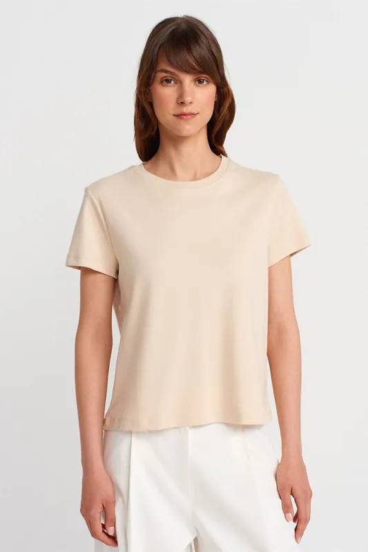 Women's Cotton Ribbed Crew Neck T-Shirt