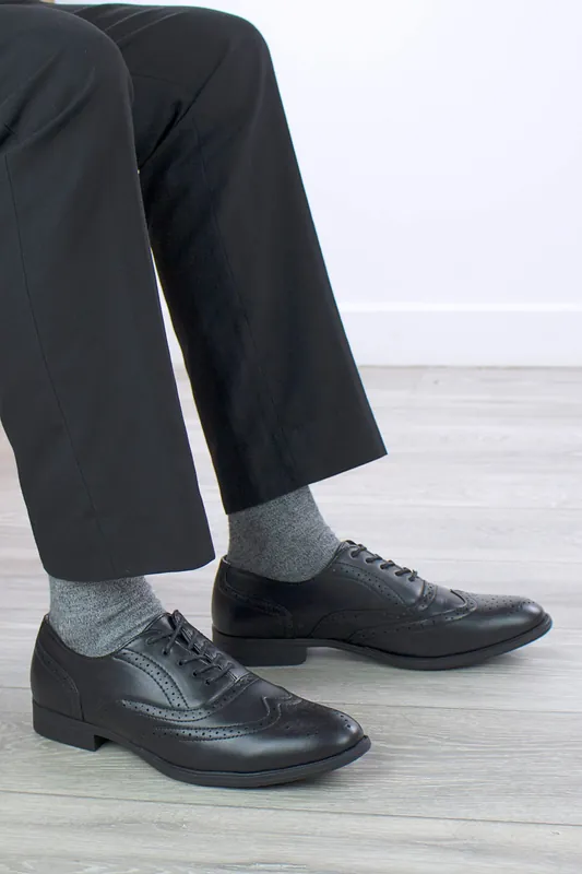Flat Heel Lace Up Work Dress Shoes Brogues - AJVANI