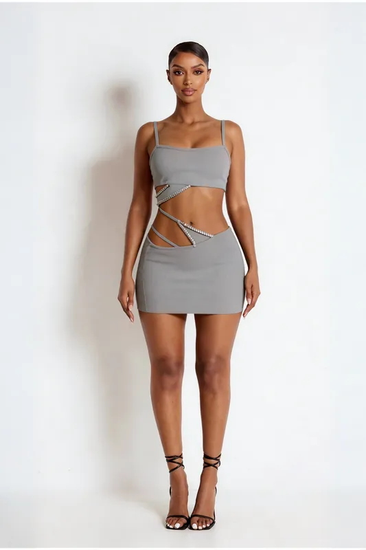 The Mimi Grey Diamante Bandage Two-Piece
