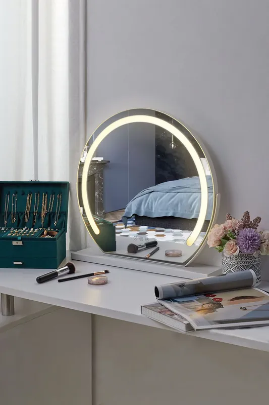 LED Light Round Hollywood Makeup Mirror - SHEONLY