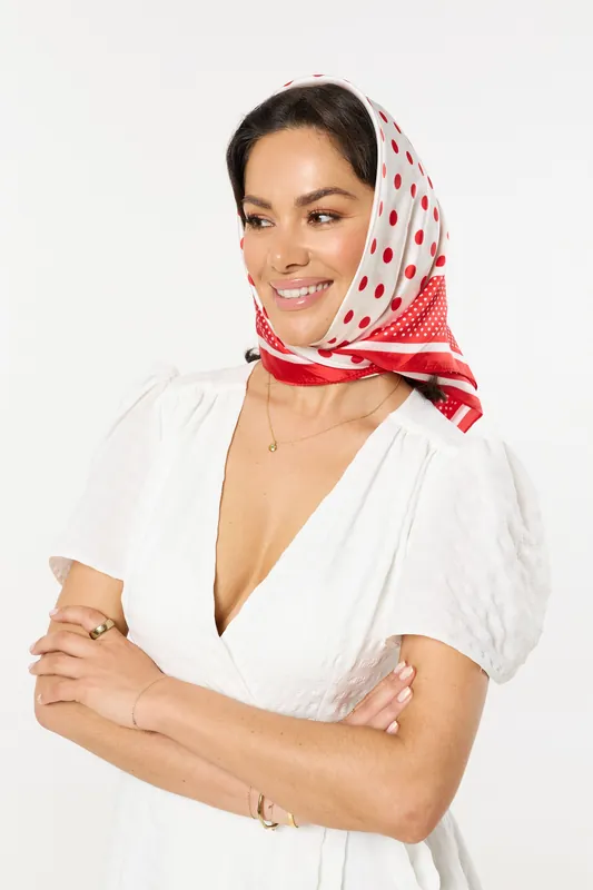 Retro Polka Dot Satin Scarf - Liquorish