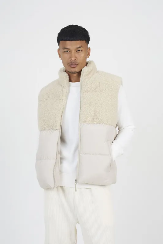 Funnel Neck Borg Panel Gilet - Brave Soul