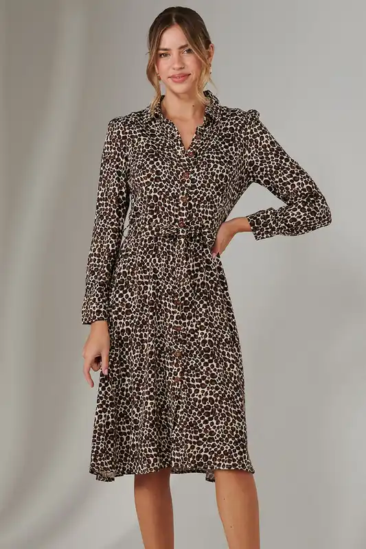 Susan Long Sleeve Shirt Dress - Jolie Moi