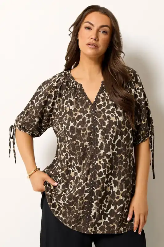 Leopard Swirl Detail Blouse - Yours