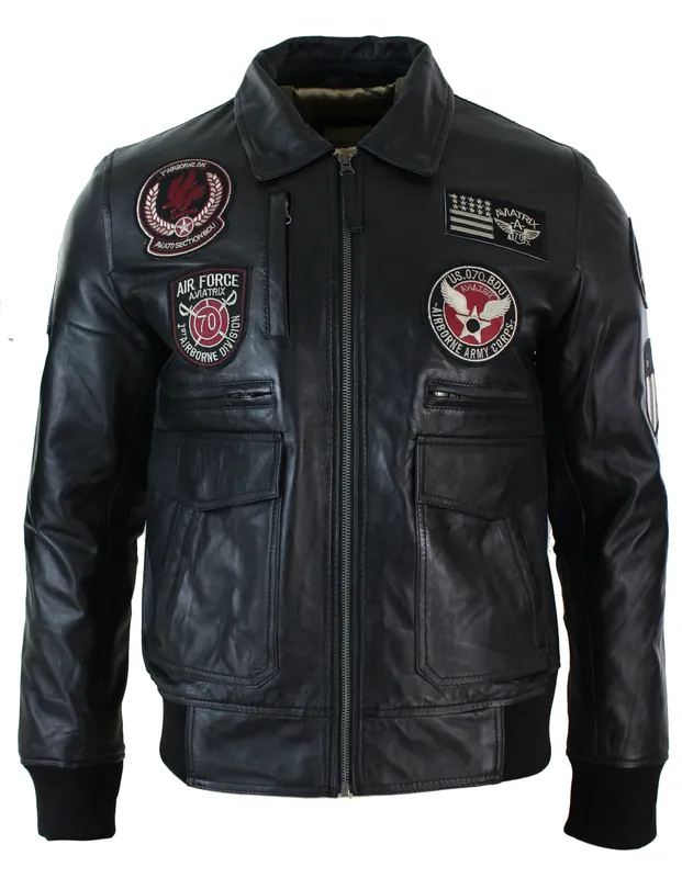 Leather Bomber Air Force Jacket - TruClothing