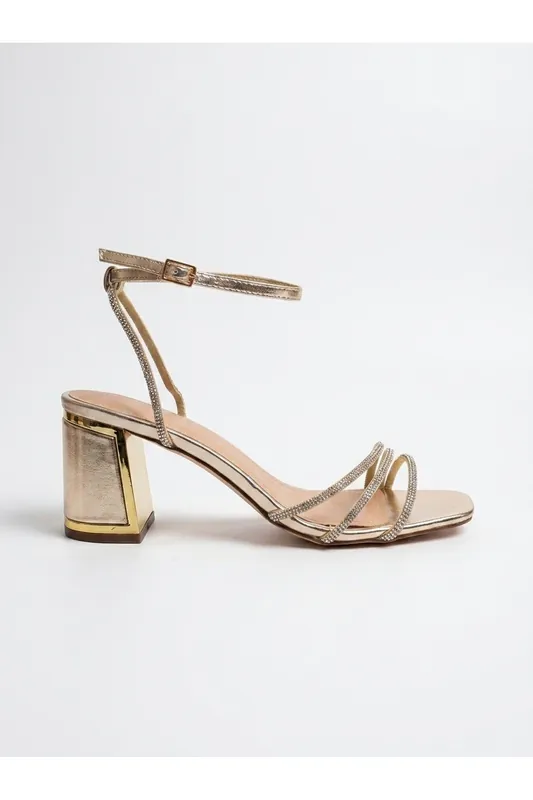 Cordelia Rhinestone Strap Block Heel Sandals - IKRUSH
