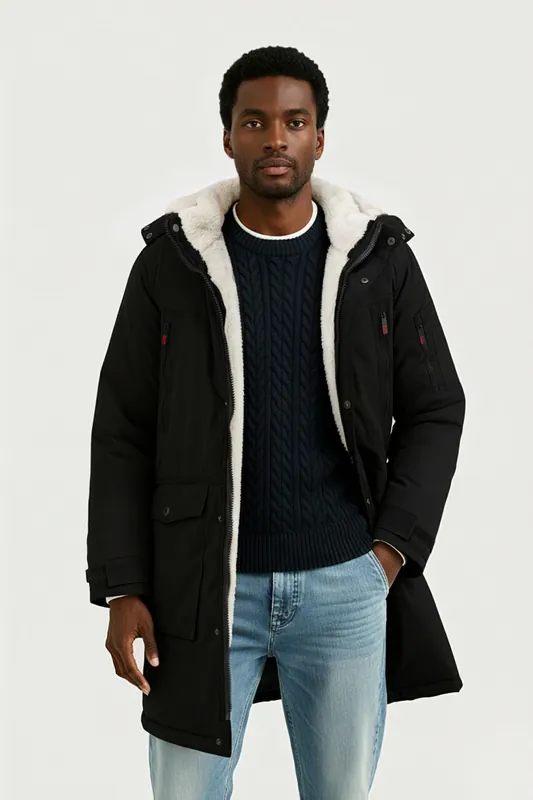 Winter Mid-Length Padded Coat Jacket with Hood