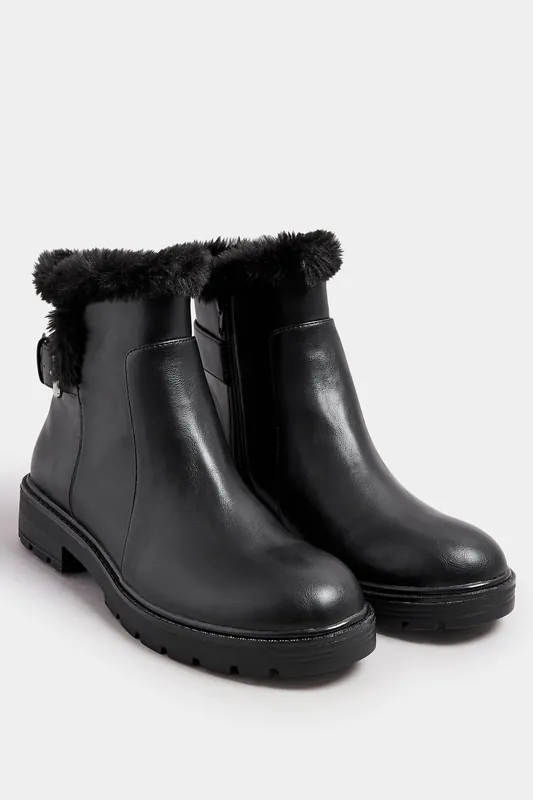 Faux Fur Lined Biker Boots In Standard Fit - Long Tall Sally